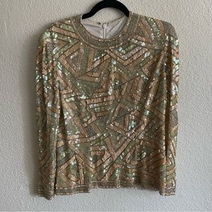 Vintage Sequins Mermaid Colors Pastel Womens Blouse